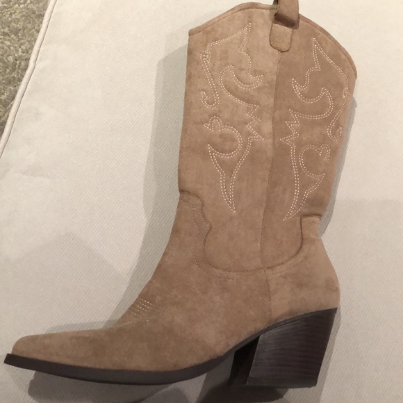 Krush cowboy boots western style fabric faux suede in 8.5 - Picture 2 of 12